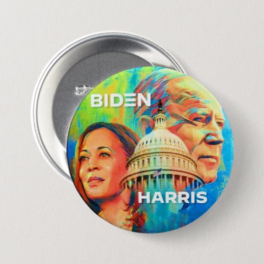 Badge Rond 7,6 Cm Biden Harris (Devant & derrière)