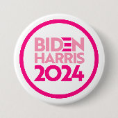 Badge Rond 7,6 Cm Biden Harris 2024 en rose (Devant)