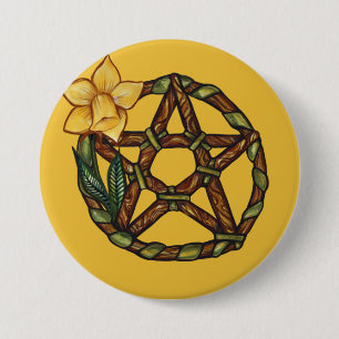 Badge Rond 7,6 Cm Bienheureux Daffodil Pentacle Ostara Art