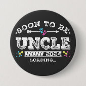 Badge Rond 7,6 Cm Bientôt être Oncle 2024 Chargement Round (Devant)