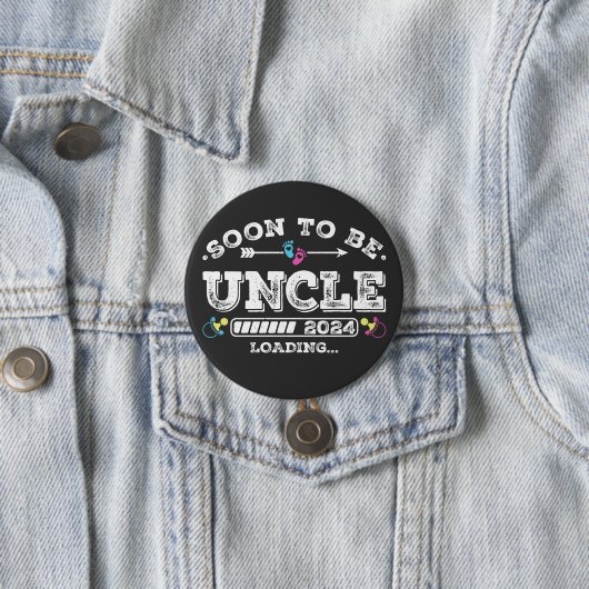 Badge Rond 7,6 Cm Bientôt être Oncle 2024 Chargement Round (En situation)