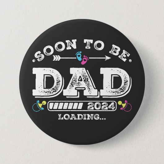 Badge Rond 7,6 Cm Bientôt être papa 2024 Chargement Round (Devant)