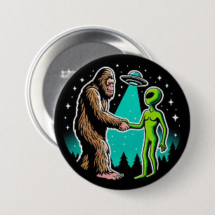 Badge Rond 7,6 Cm Bigfoot rencontre un Alien