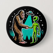 Badge Rond 7,6 Cm Bigfoot rencontre un Alien (Devant)
