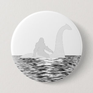 Badge Rond 7,6 Cm Bigfoot Rétro Riding Le Loch Ness Round