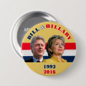 Badge Rond 7,6 Cm Bill 1992 et Hillary 2016 (Devant & derrière)