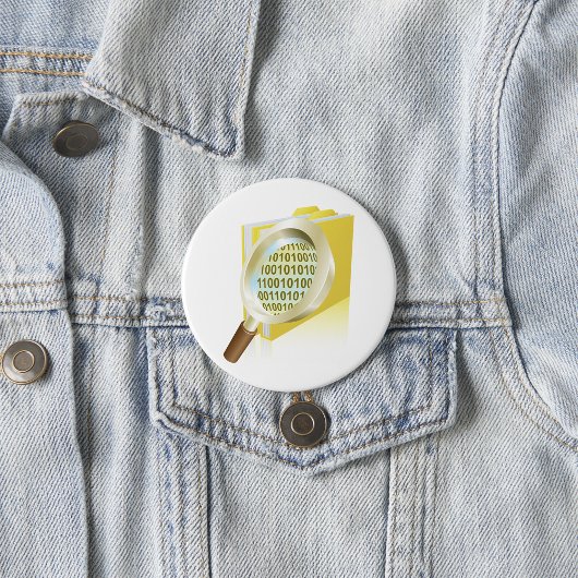 Badge Rond 7,6 Cm Binary Data Magnification de verre Recherche de fi