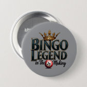 Badge Rond 7,6 Cm Bingo Légende couronnée dans la typographie rétro (Devant & derrière)