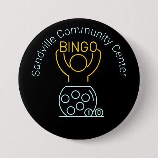 Badge Rond 7,6 Cm Bingo Night Neon Line Art personnalisable (Devant)