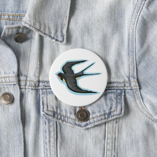 Badge Rond 7,6 Cm Bird in Flight (En situation)