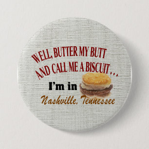 Badge Rond 7,6 Cm Biscuit de bout de beurre de Nashville, bouton