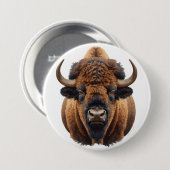 Badge Rond 7,6 Cm Bison / Buffle (Devant & derrière)