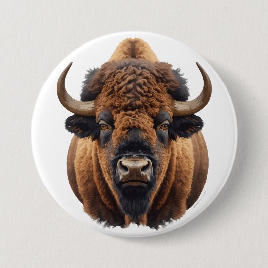Badge Rond 7,6 Cm Bison / Buffle (Devant)