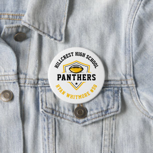 Badge Rond 7,6 Cm Black and Gold Personnalisé Football Team Spirit