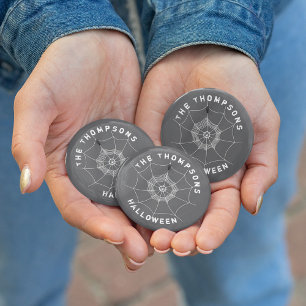 Badge Rond 7,6 Cm Black and White Spider Web Halloween Personnalisé