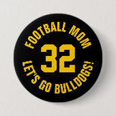 Badge Rond 7,6 Cm Black and Yellow Football Maman Jersey Numéro (Devant)