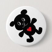 Badge Rond 7,6 Cm Black Bear with Red Heart (Devant)