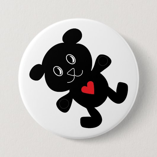 Badge Rond 7,6 Cm Black Bear with Red Heart (Devant)