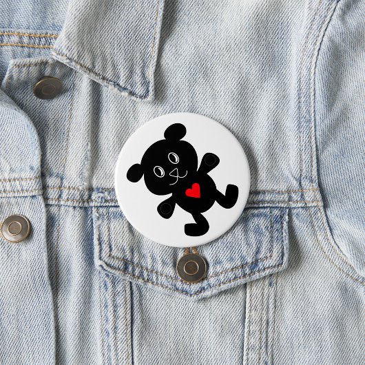 Badge Rond 7,6 Cm Black Bear with Red Heart