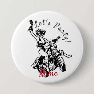 Badge Rond 7,6 Cm Black Cat Biker Babe Thunder_Cove