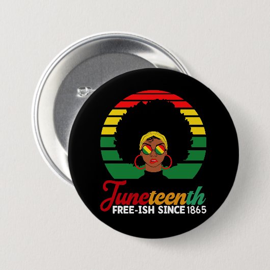 Badge Rond 7,6 Cm Black Freedom Free Ish depuis 1865 Junetdix (Devant & derrière)