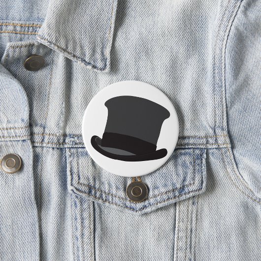 Badge Rond 7,6 Cm Black Top Hat Classic Steampunk Victorian