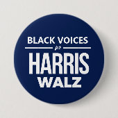 Badge Rond 7,6 Cm Black Voices pour Harris Walz (Devant)