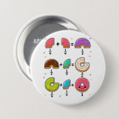 Badge Rond 7,6 Cm Blagues de maths sur les fractions de beignets (Devant & derrière)