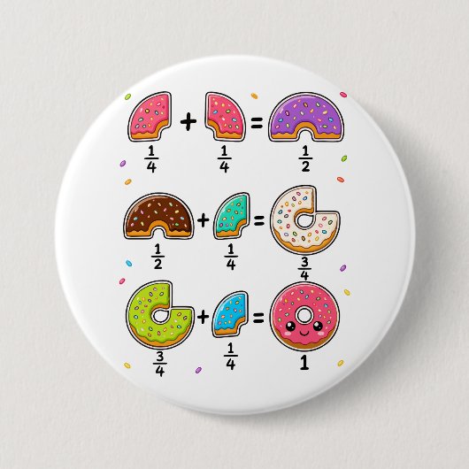 Badge Rond 7,6 Cm Blagues de maths sur les fractions de beignets (Devant)