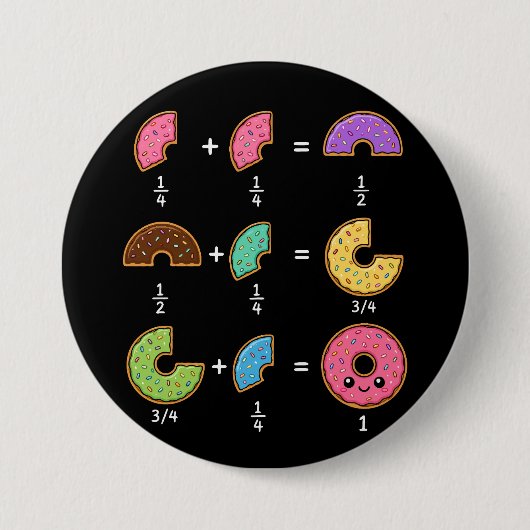 Badge Rond 7,6 Cm Blagues de maths sur les fractions de beignets (Devant)