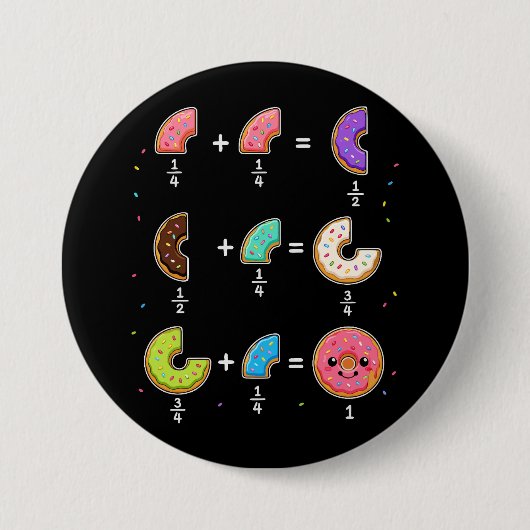 Badge Rond 7,6 Cm Blagues de maths sur les fractions de beignets (Devant)