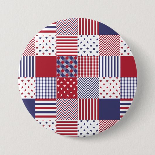 Badge Rond 7,6 Cm Blanc de patchwork americana des Etats-Unis et (Devant)
