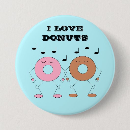 Badge Rond 7,6 Cm Bleu beignets dansants (Devant)