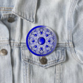 Badge Rond 7,6 Cm Bleu de dentelle en céramique de Grèce (En situation)