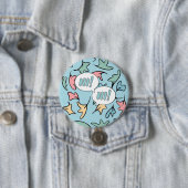 Badge Rond 7,6 Cm Bleu Feuille Pastel (En situation)