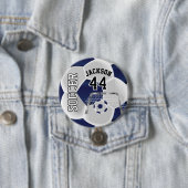 Badge Rond 7,6 Cm Bleu foncé et blanc Personnaliser le ballon de foo (En situation)