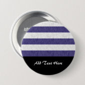 Badge Rond 7,6 Cm Bleu Nuit Marin Rayures Blanches (Devant & derrière)