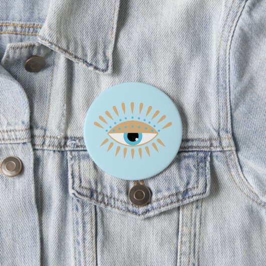 Badge Rond 7,6 Cm Bleu oculaire grec (En situation)