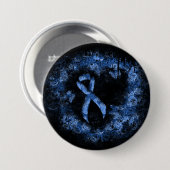 Badge Rond 7,6 Cm Bleu Paisley Ruban Grunge Coeur (Devant & derrière)