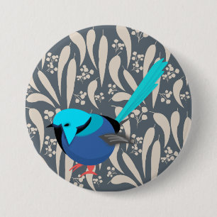 Badge Rond 7,6 Cm Bleu Splendide Fée Wren