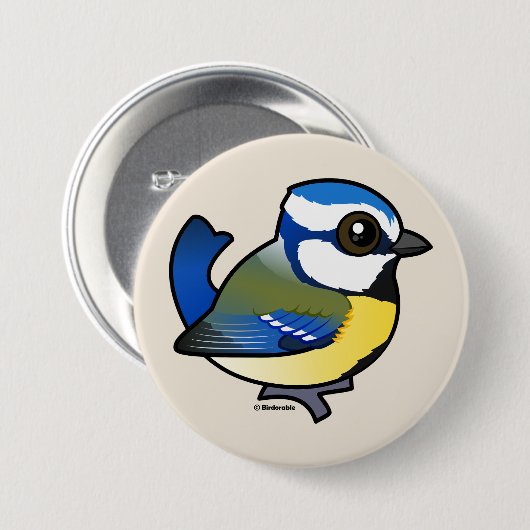 Badge Rond 7,6 Cm Bleu Tit (Devant & derrière)