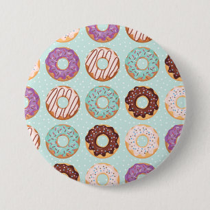 Badge Rond 7,6 Cm  Bleu, Violet, Chocolat Iced Donuts Boulangerie