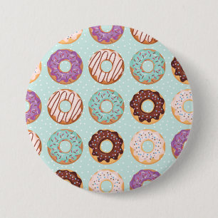 Badge Rond 7,6 Cm  Bleu, Violet, Chocolat Iced Donuts Boulangerie