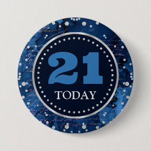 Badge Rond 7,6 Cm Blue Mermaid Letters Pattern & Glitter Birthday