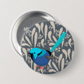 Badge Rond 7,6 Cm Blue Splendid Fairy Wren (Devant & derrière)