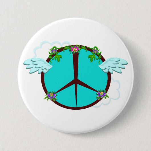 Badge Rond 7,6 Cm Bohemian Angel Wings Peace Symbol (Devant)