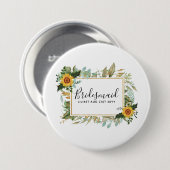 Badge Rond 7,6 Cm Boho Sunflower Sage Mariage de verdure (Devant & derrière)