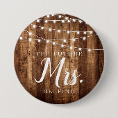 Badge Rond 7,6 Cm Bois rustique et Mme Bride de quirlandes (Devant)