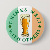 Badge Rond 7,6 Cm Boissons bien - Bouton St Patrick's Day (Devant)