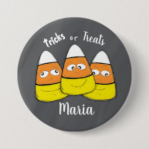 Badge Rond 7,6 Cm Bonbon de maïs d'Halloween souriant